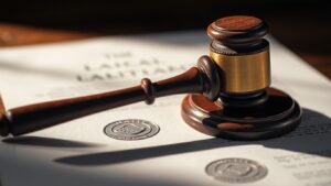 Gavel on legal document