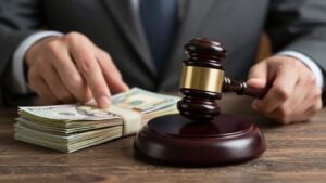 Gavel over money, personal injury settlement tax