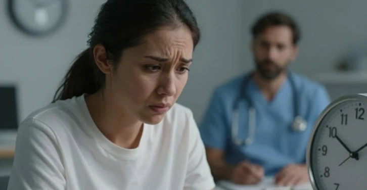 Person looking at clock, medical negligence timeline